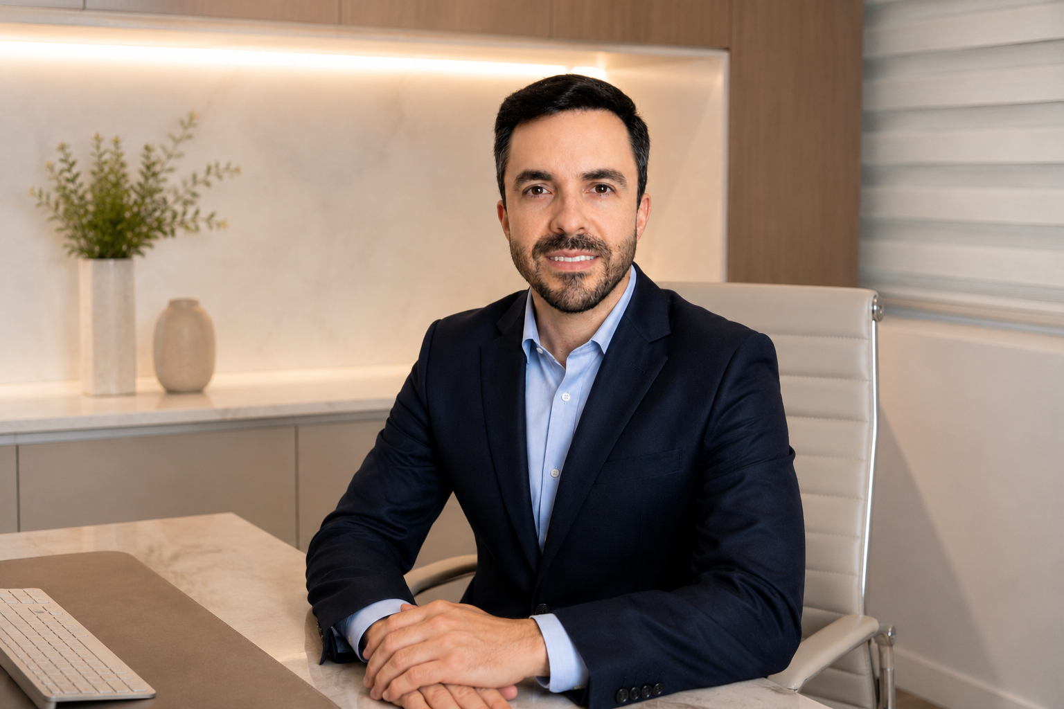 Dr. Pedro Ivo Machado, neurologista em Juiz de Fora, em seu consultório no MedCenter
